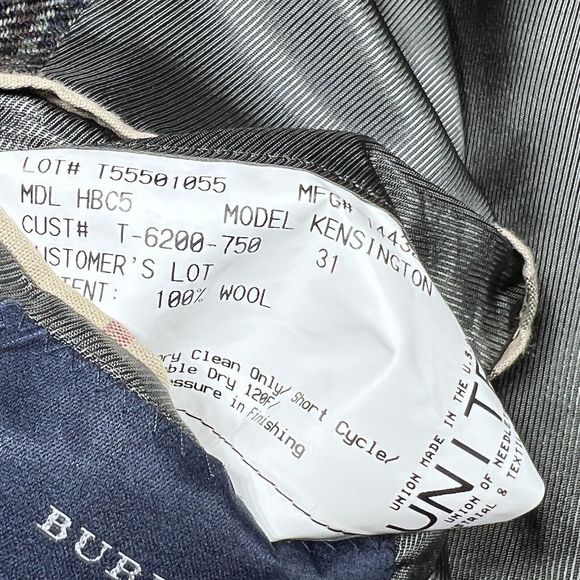 Burberry London Blazer 44R Gray Plaid Kensington 100% Wool Suit Two Buttons - Picture 13 of 14